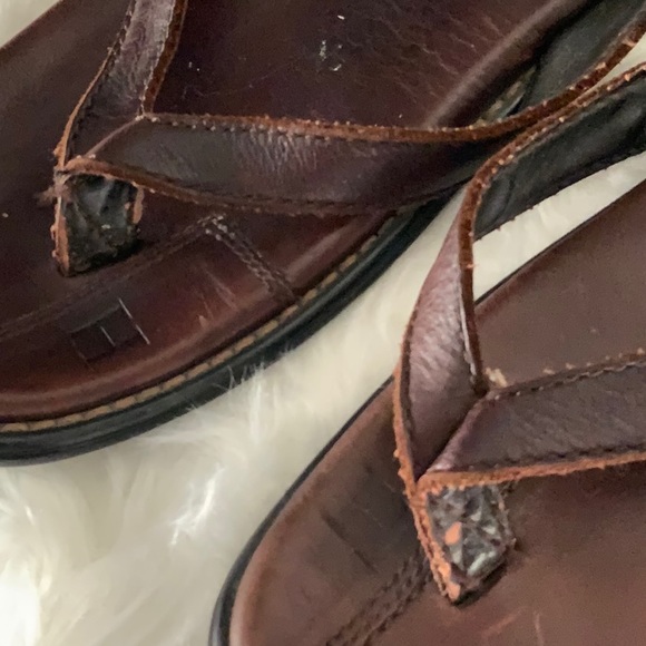 🩴TOMMY HILFIGER Men’s thong sandals🩴 medium brown leather. Size 9M - Picture 4 of 10